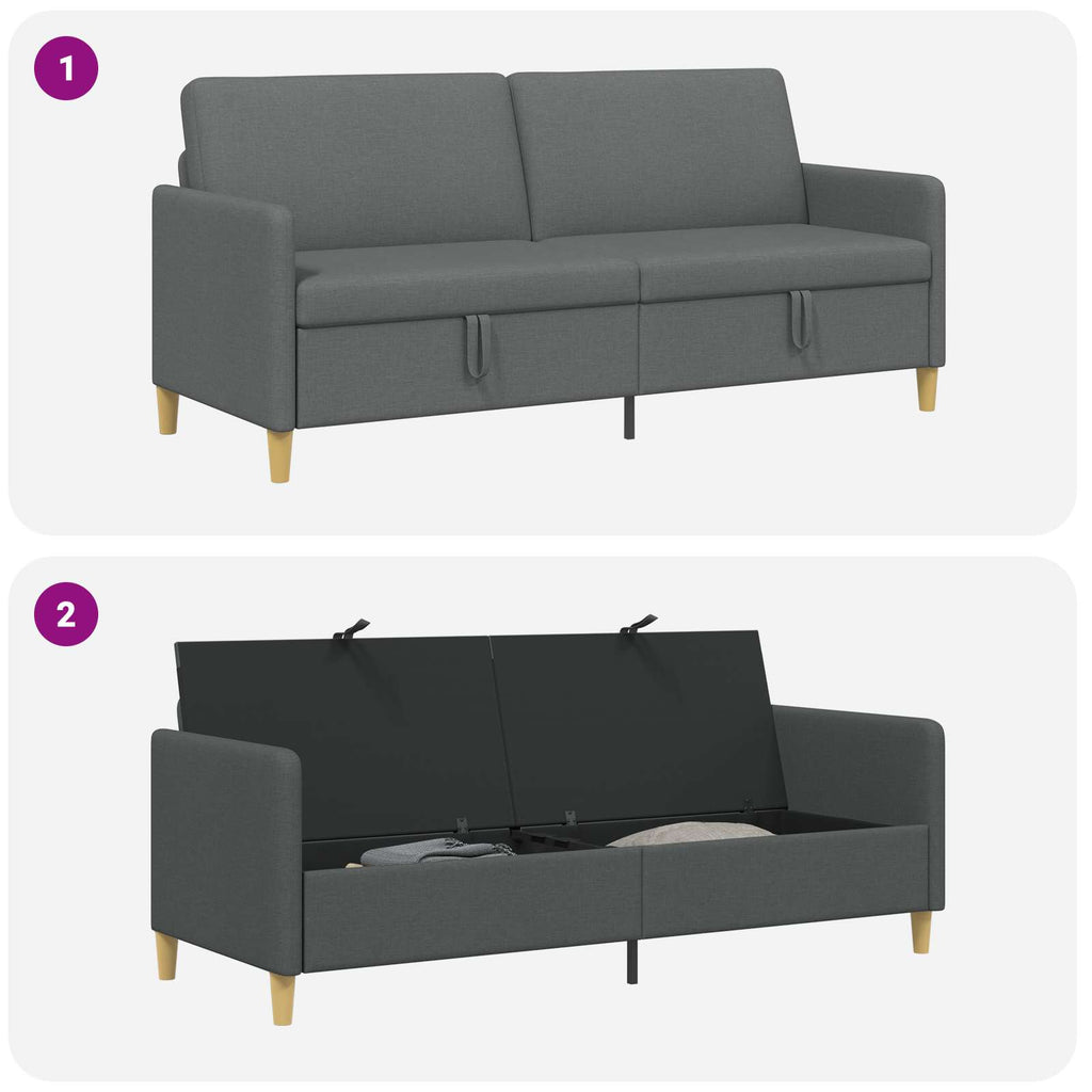 Sofa mit Stauraum Dunkelgrau 192 x 78 x 87 cm Polyester