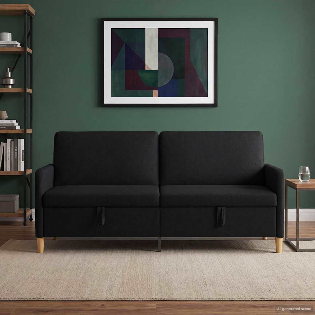 Sofa mit Stauraum Schwarz 192 x 78 x 87 cm Polyester