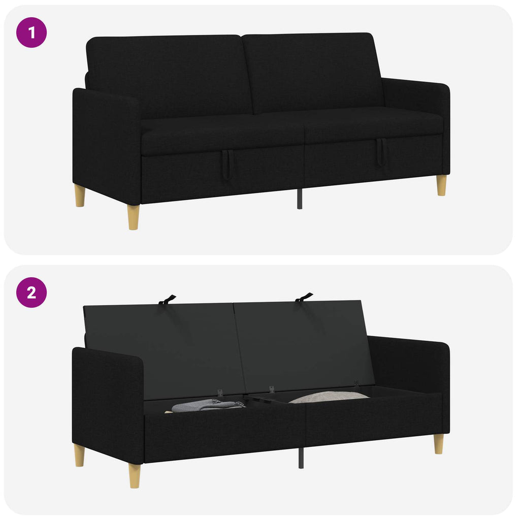 Sofa mit Stauraum Schwarz 192 x 78 x 87 cm Polyester