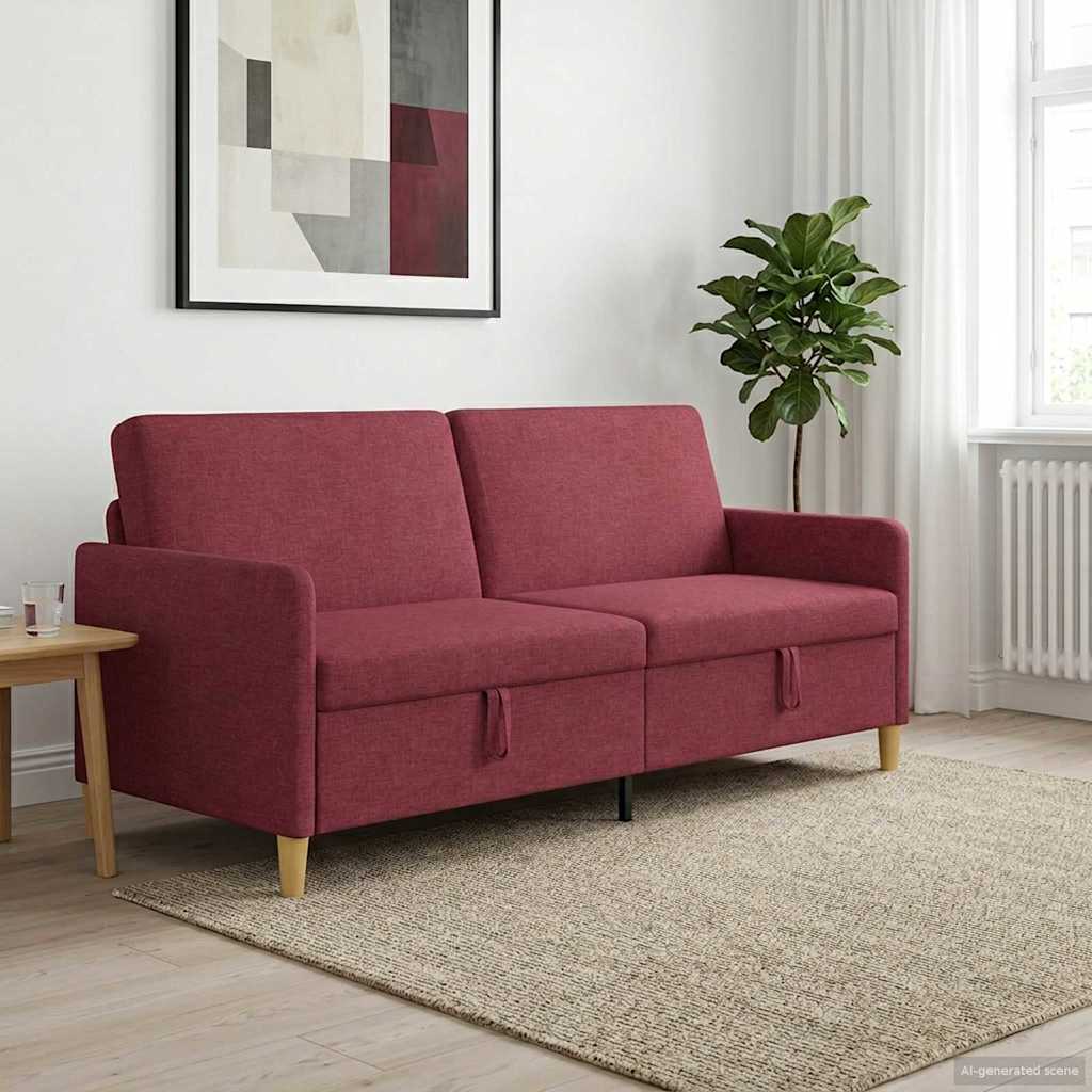 Sofa mit Stauraum Weinrot 192 x 78 x 87 cm Polyester
