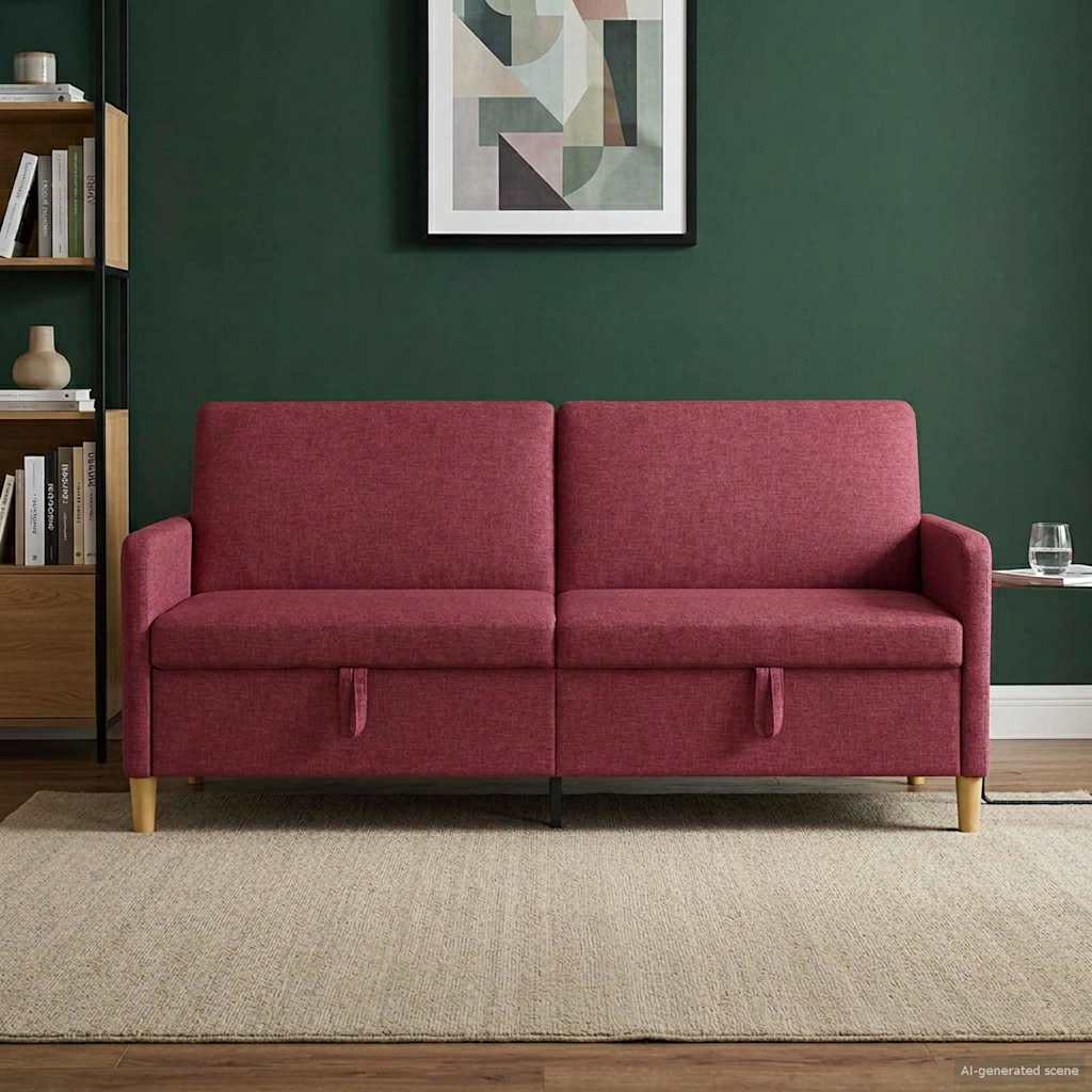 Sofa mit Stauraum Weinrot 192 x 78 x 87 cm Polyester