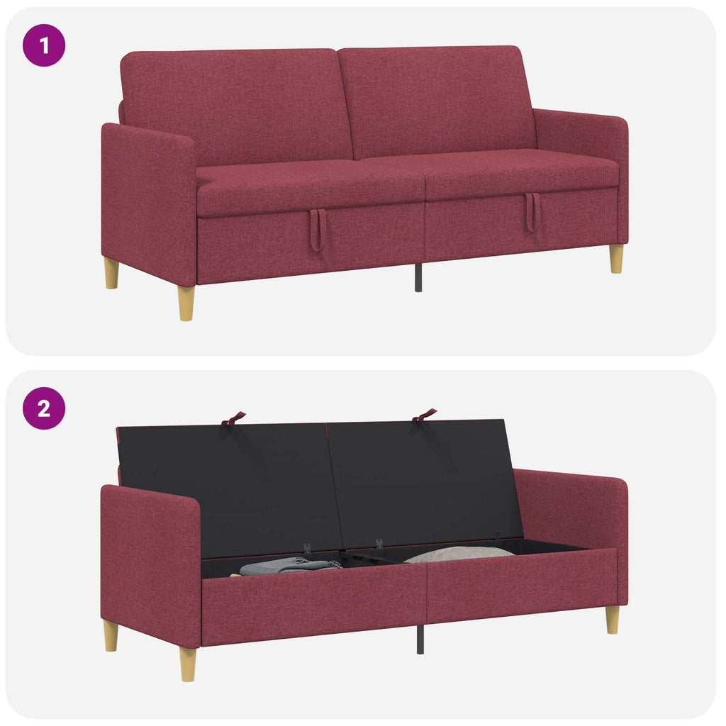 Sofa mit Stauraum Weinrot 192 x 78 x 87 cm Polyester
