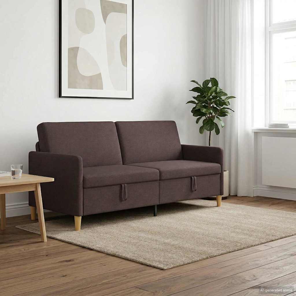 Sofa mit Stauraum Dunkelbraun 192 x 78 x 87 cm Polyester