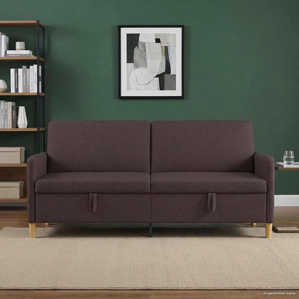 Sofa mit Stauraum Dunkelbraun 192 x 78 x 87 cm Polyester