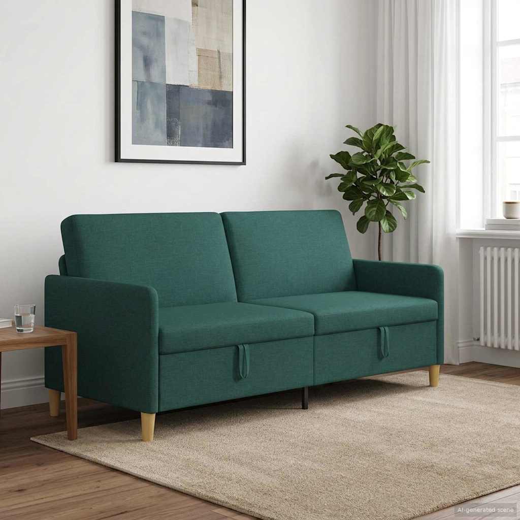 Sofa mit Stauraum Dunkelgrün 192 x 78 x 87 cm Polyester