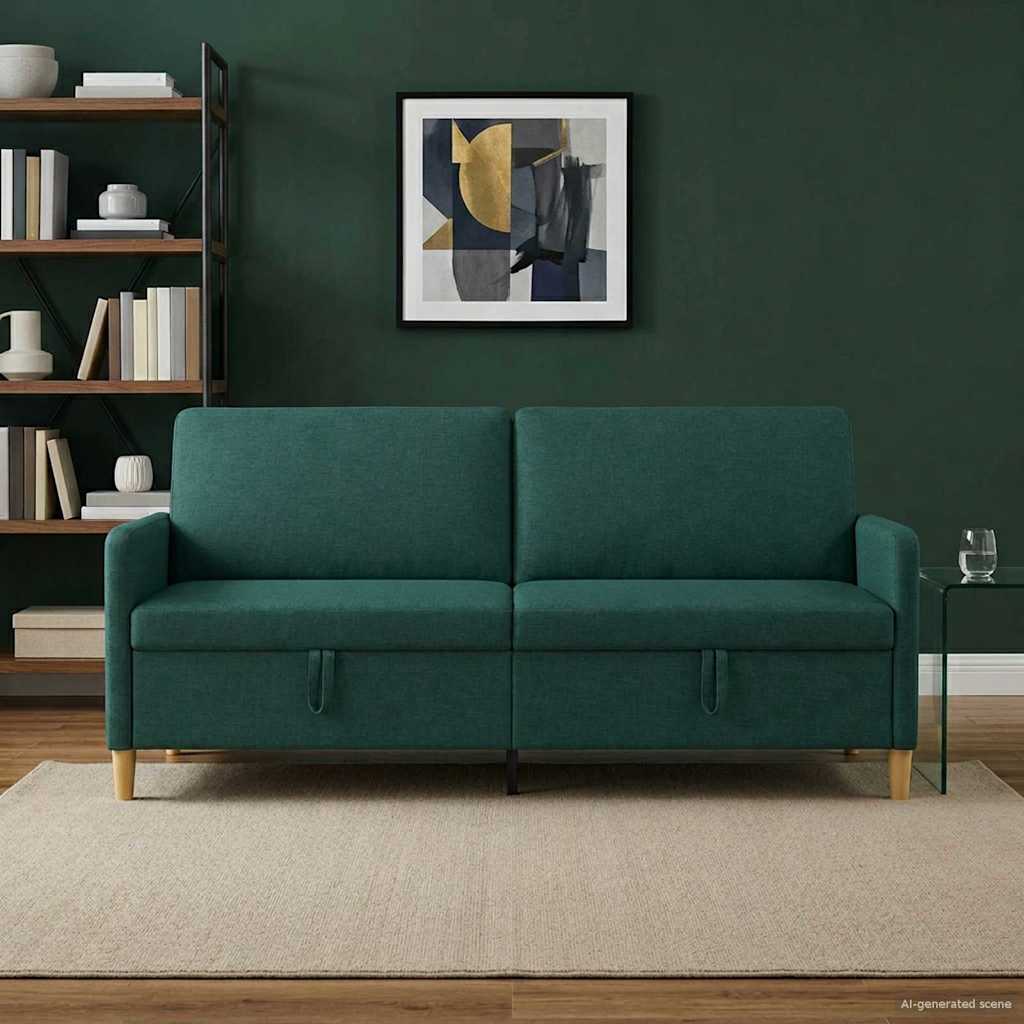 Sofa mit Stauraum Dunkelgrün 192 x 78 x 87 cm Polyester