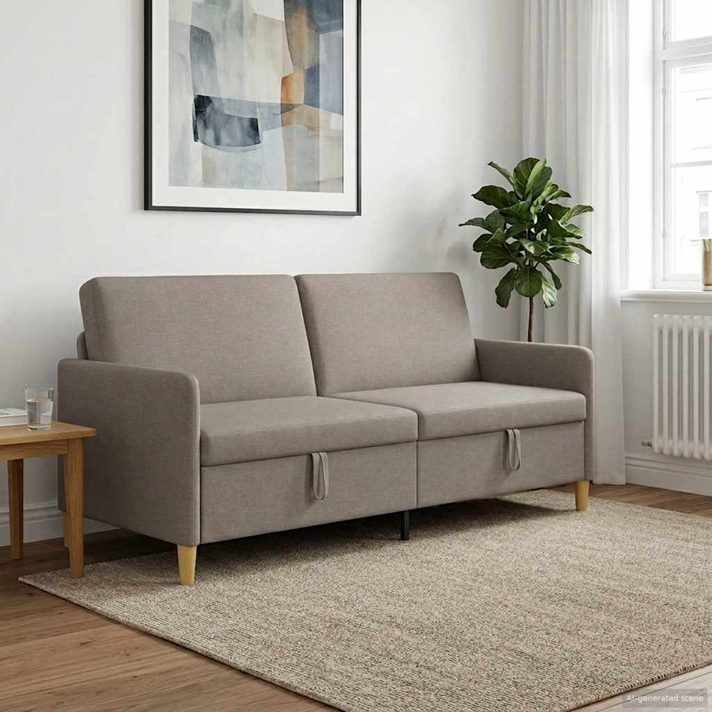 Sofa mit Stauraum Taupe 192 x 78 x 87 cm Polyester