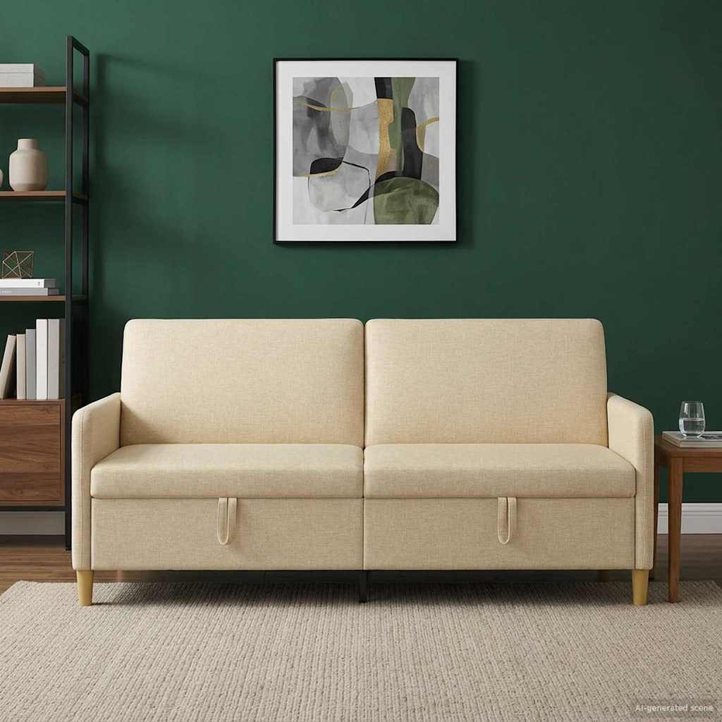 Sofa mit Stauraum Creme 192 x 78 x 87 cm Polyester