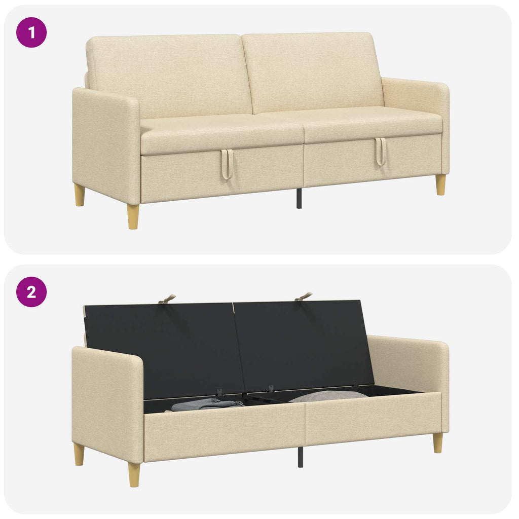 Sofa mit Stauraum Creme 192 x 78 x 87 cm Polyester