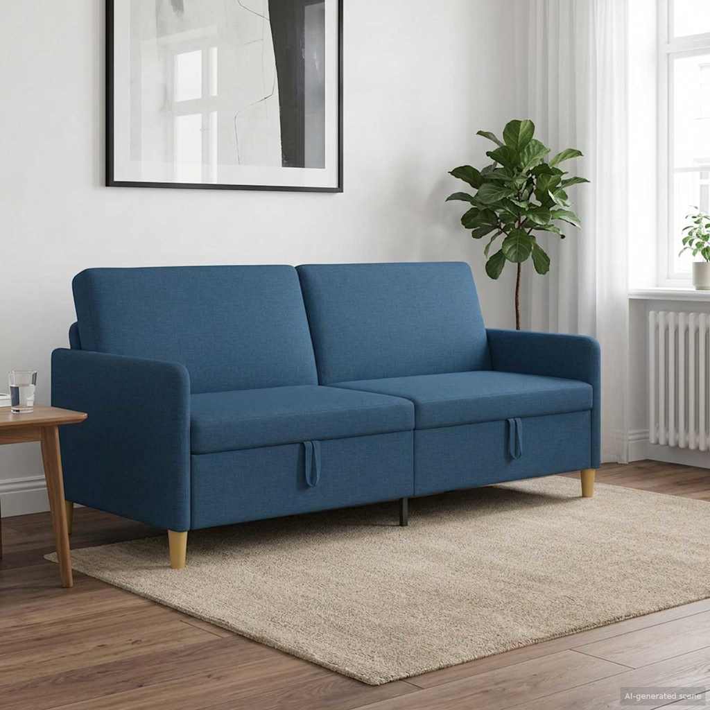 Sofa mit Stauraum Blau 192 x 78 x 87 cm Polyester