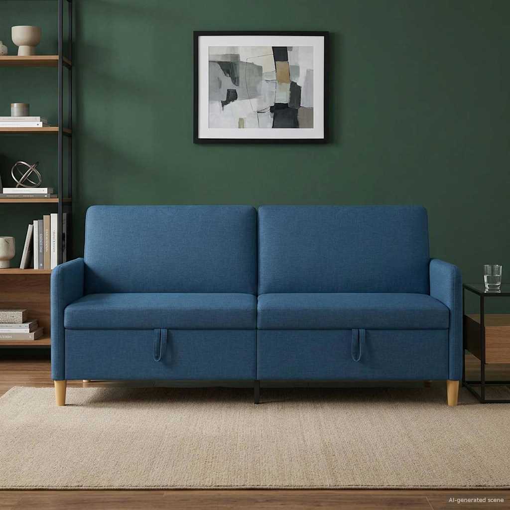 Sofa mit Stauraum Blau 192 x 78 x 87 cm Polyester