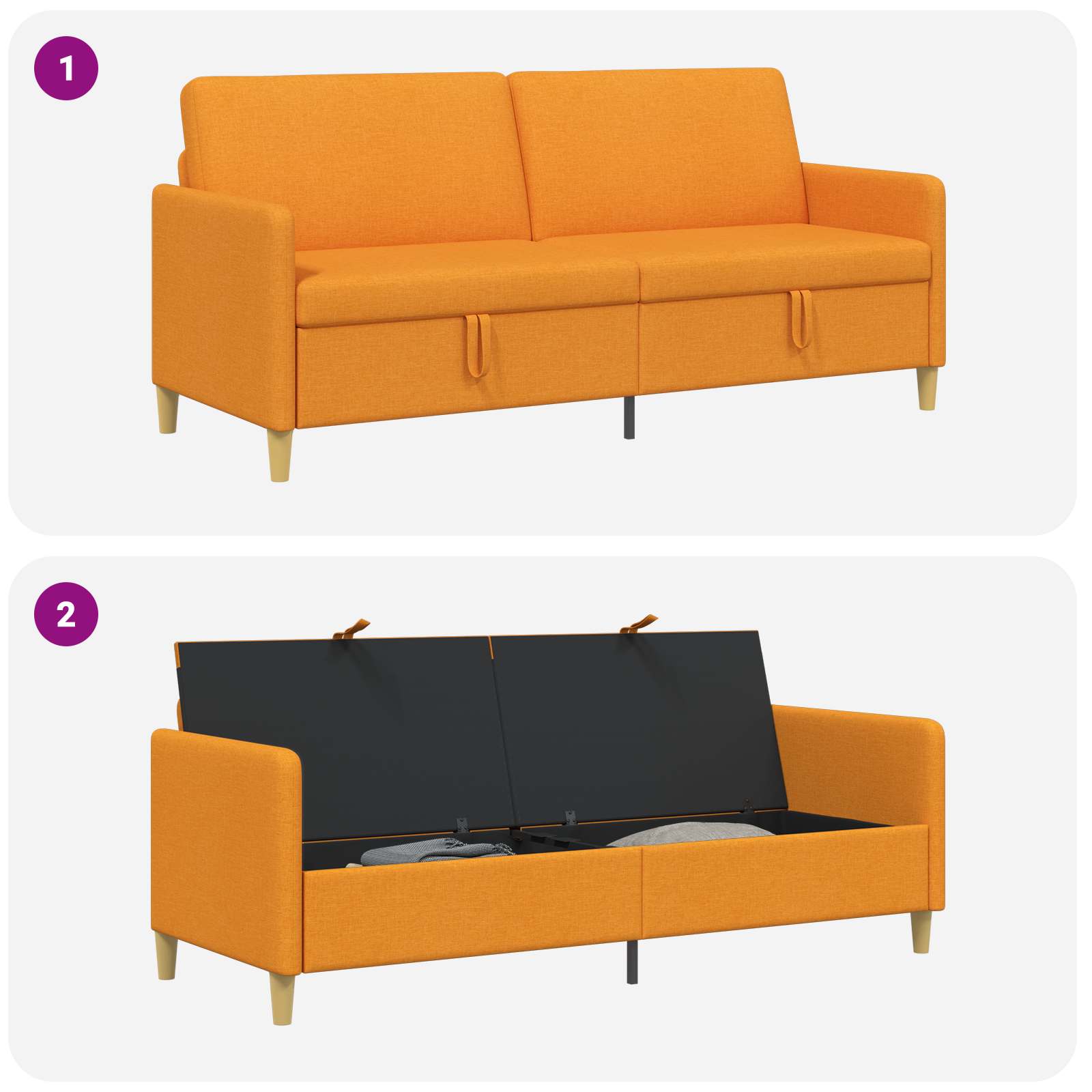 Sofa mit Stauraum Dunkelgelb 192 x 78 x 87 cm Polyester