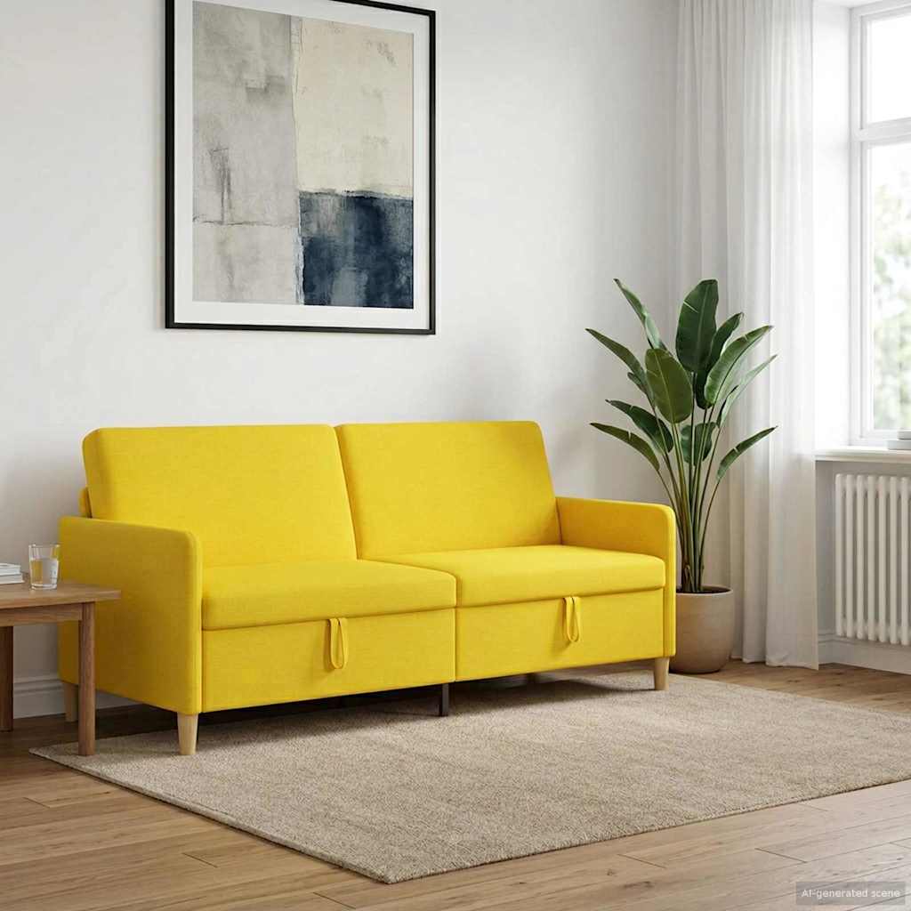 Sofa mit Stauraum Helles Gelb 192 x 78 x 87 cm Polyester