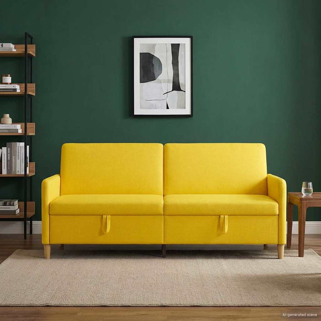 Sofa mit Stauraum Helles Gelb 192 x 78 x 87 cm Polyester
