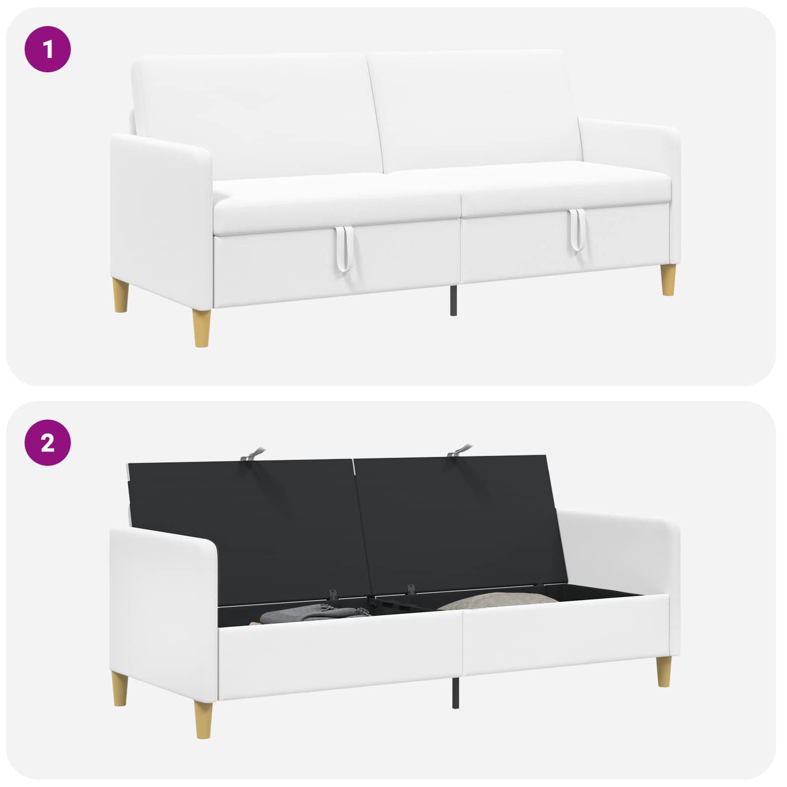 Sofa mit Stauraum Weiß 192 x 78 x 87 cm Polyester