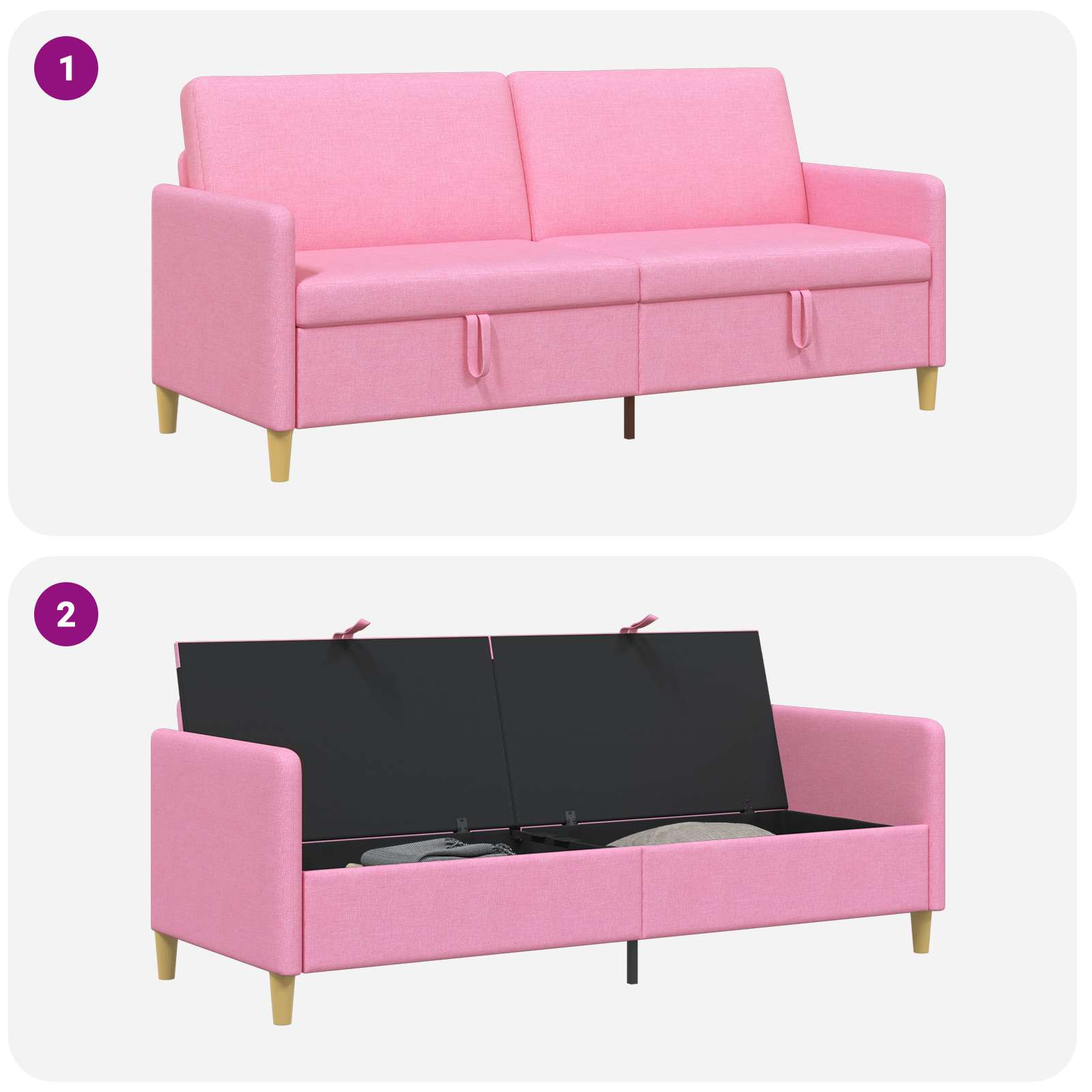 Sofa mit Stauraum Rosa 192 x 78 x 87 cm Polyester