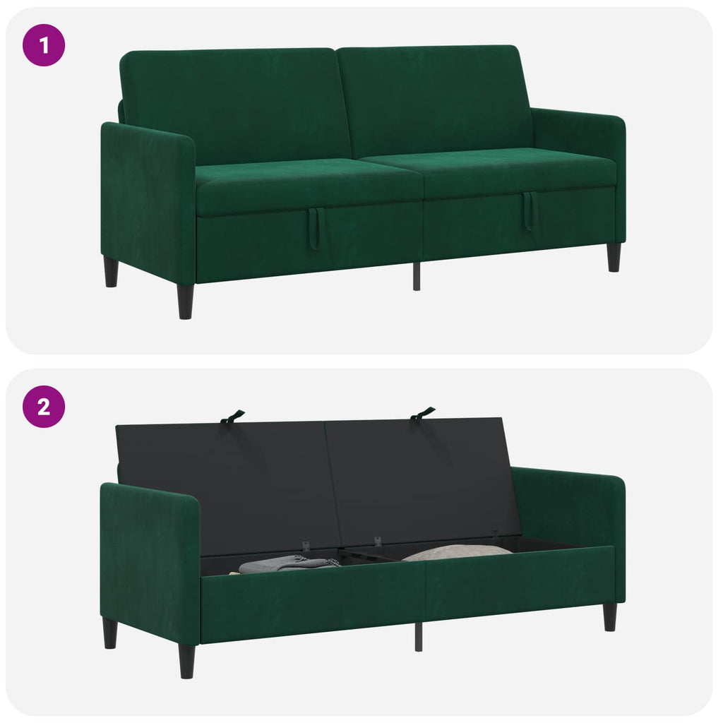 Sofa mit Stauraum Dunkelgrün 192 x 78 x 87 cm Polyester