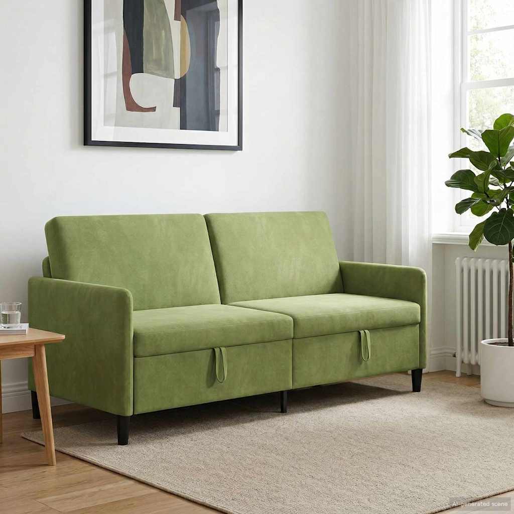 Sofa mit Stauraum Hellgrün 192 x 78 x 87 cm Polyester