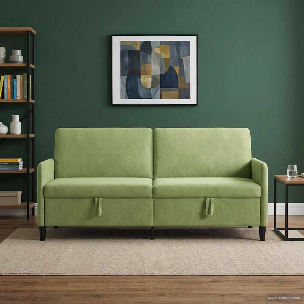 Sofa mit Stauraum Hellgrün 192 x 78 x 87 cm Polyester