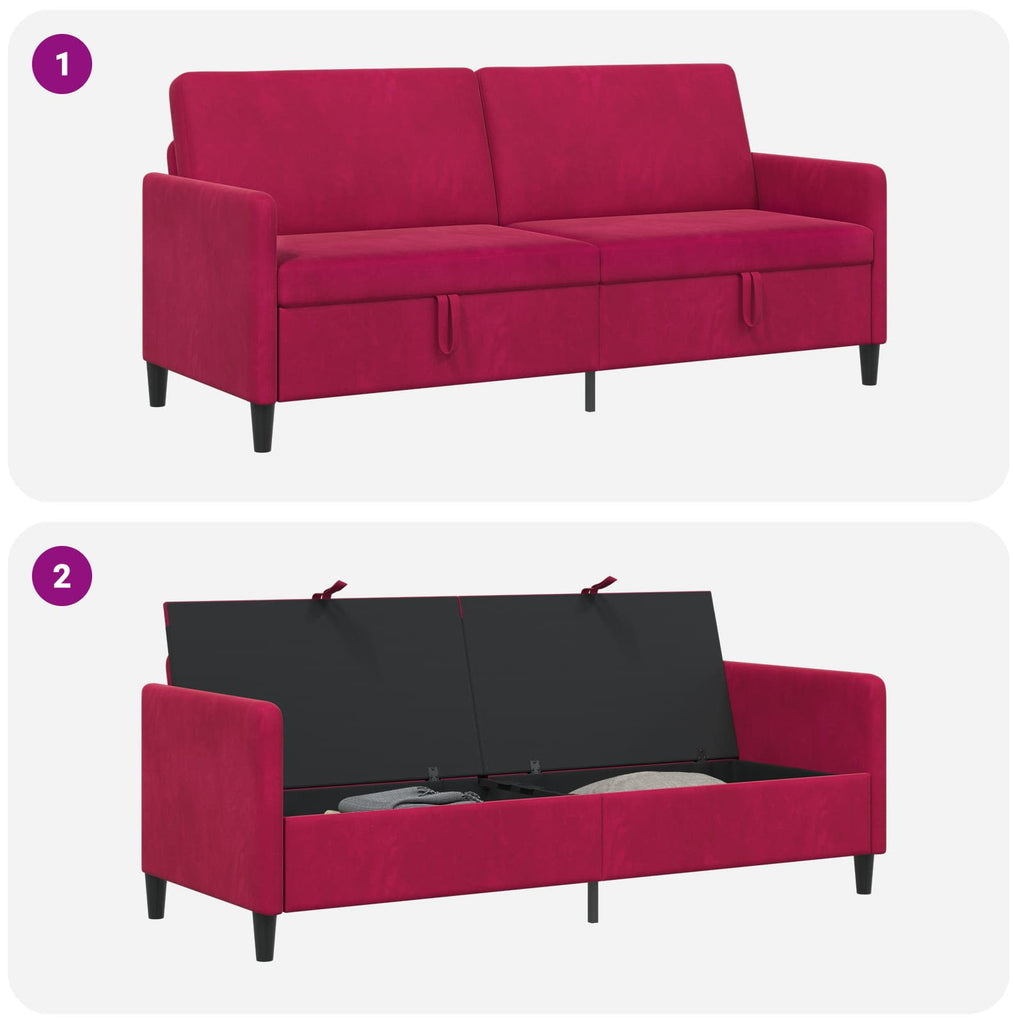 Sofa mit Stauraum Weinrot 192 x 78 x 87 cm Polyester