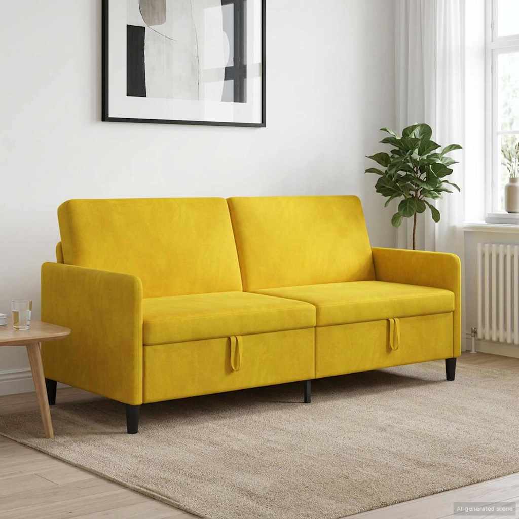 Sofa mit Stauraum Gelb 192 x 78 x 87 cm Polyester