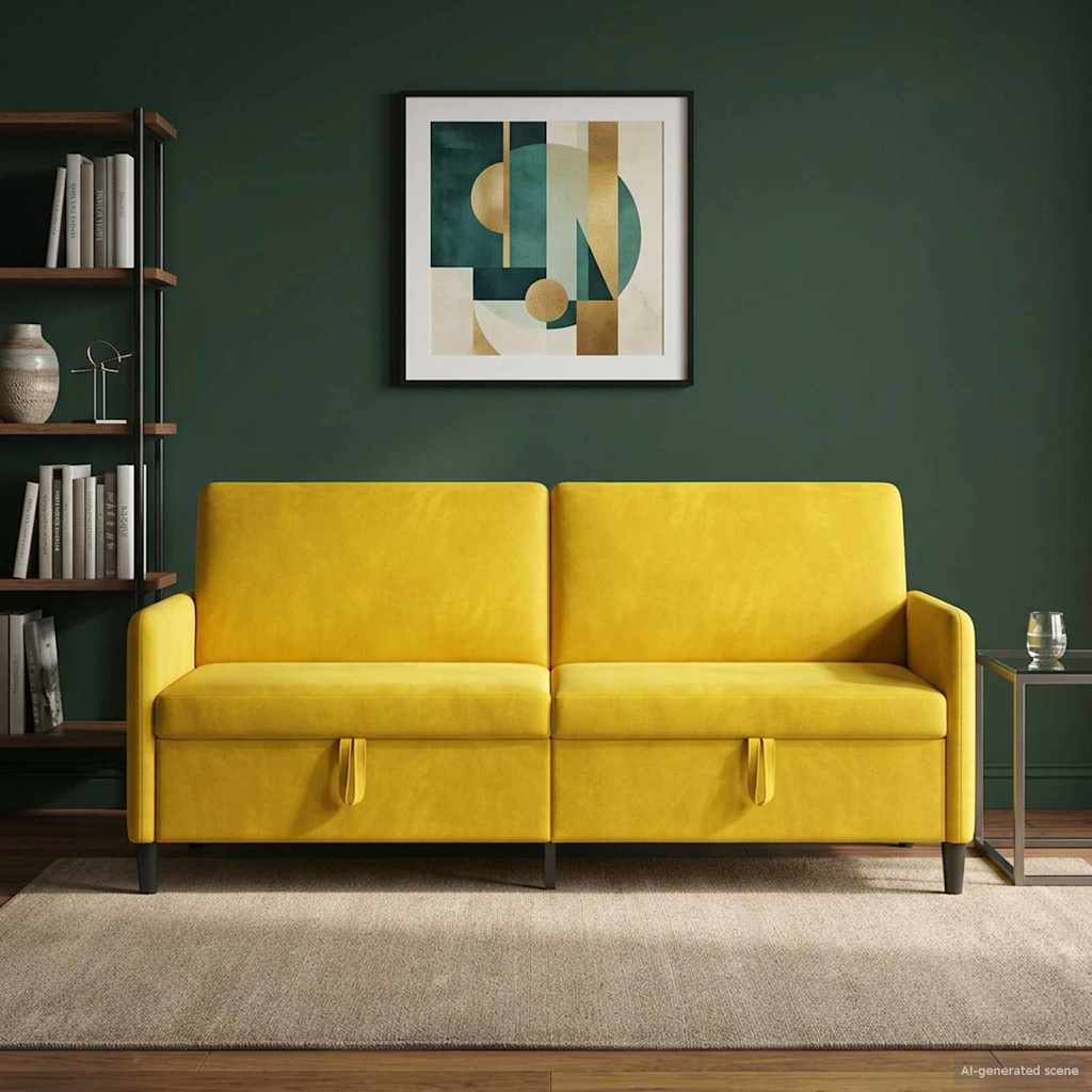 Sofa mit Stauraum Gelb 192 x 78 x 87 cm Polyester