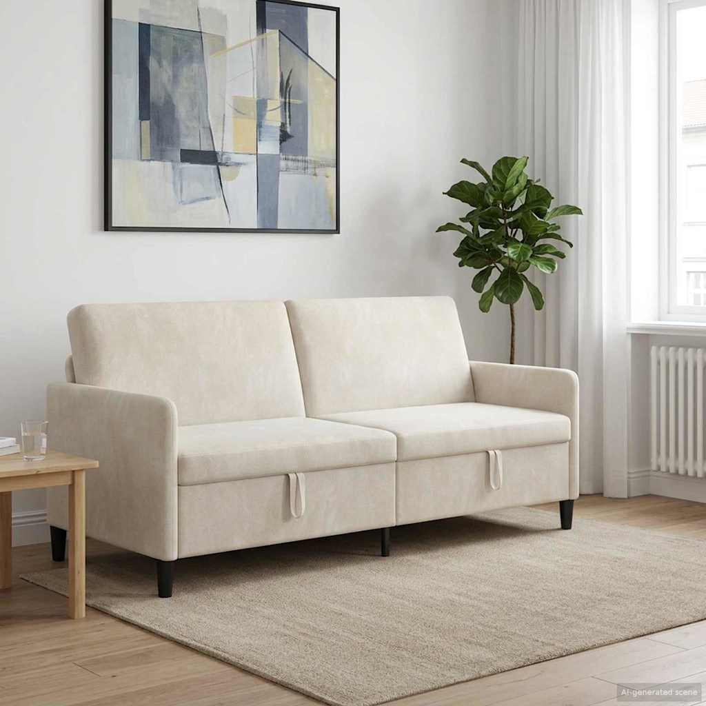 Sofa mit Stauraum Creme 192 x 78 x 87 cm Polyester