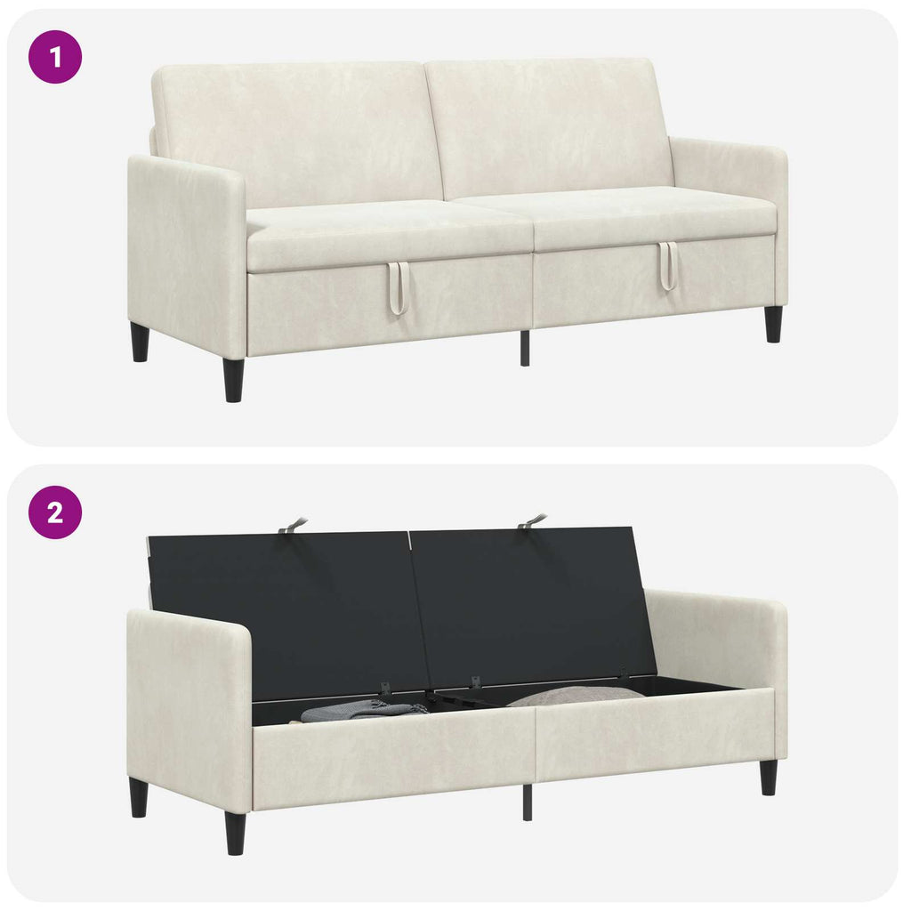 Sofa mit Stauraum Creme 192 x 78 x 87 cm Polyester