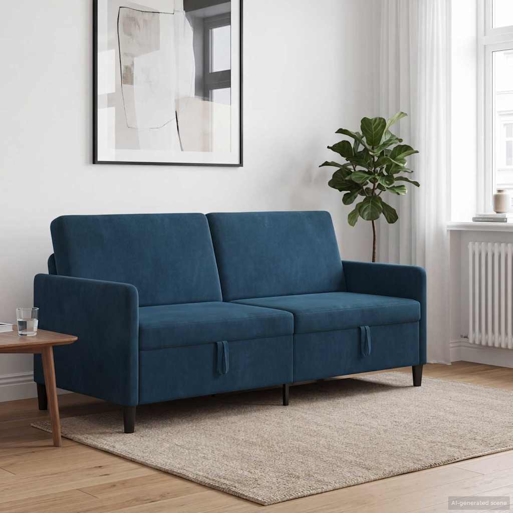 Sofa mit Stauraum Blau 192 x 78 x 87 cm Polyester