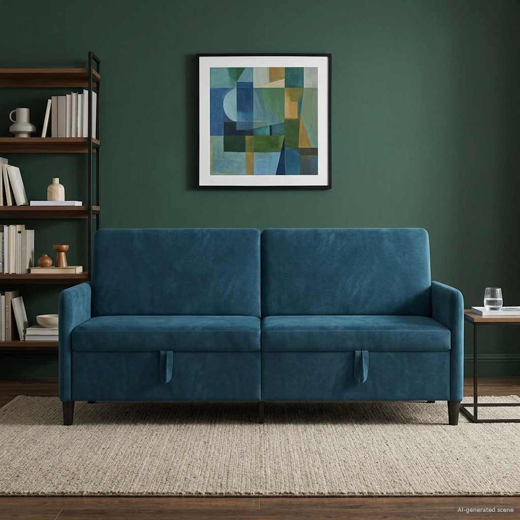Sofa mit Stauraum Blau 192 x 78 x 87 cm Polyester