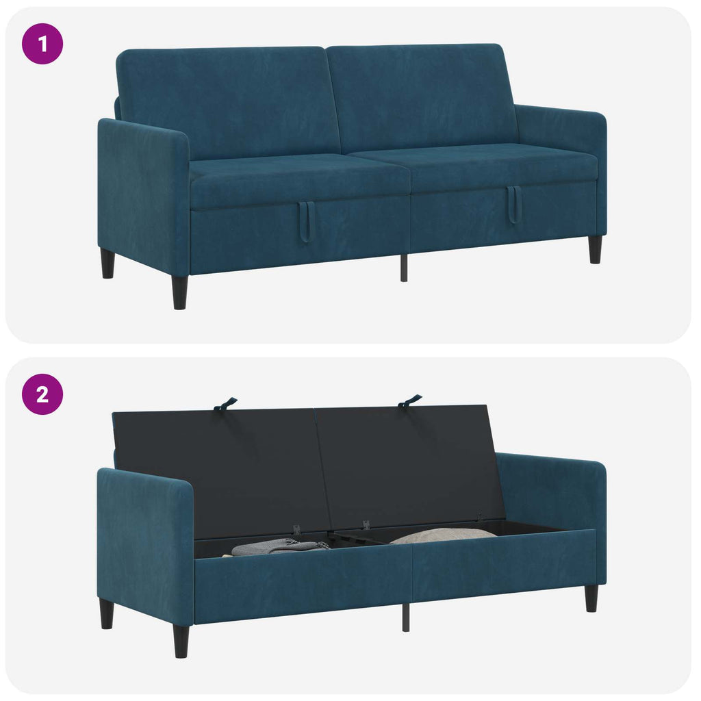 Sofa mit Stauraum Blau 192 x 78 x 87 cm Polyester