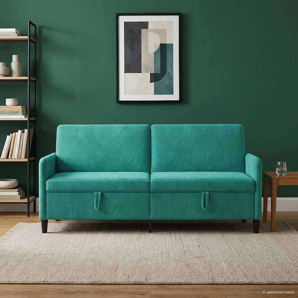Sofa mit Stauraum Türkis 192 x 78 x 87 cm Polyester