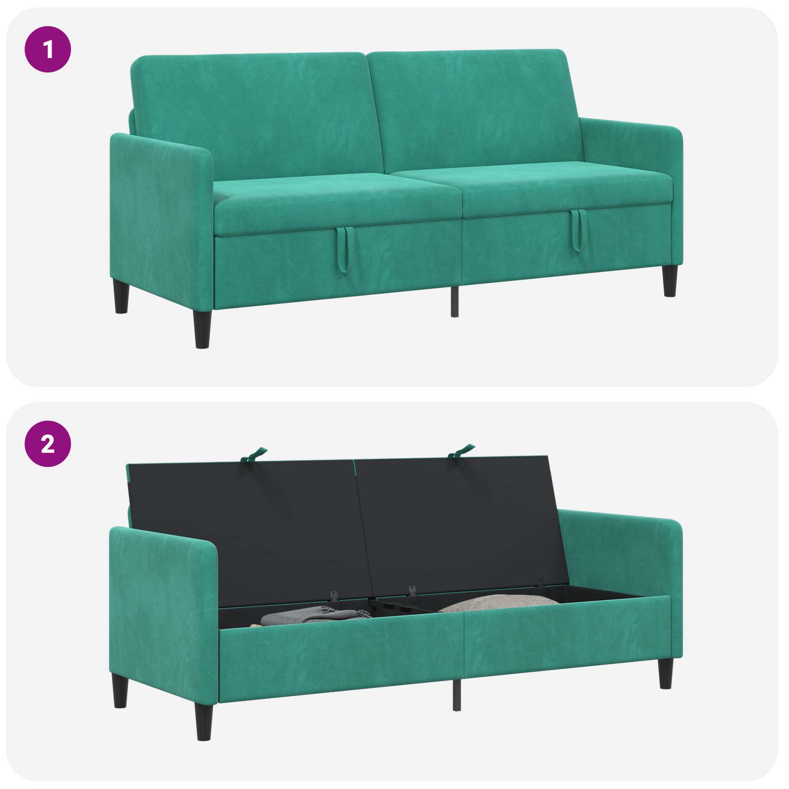 Sofa mit Stauraum Türkis 192 x 78 x 87 cm Polyester