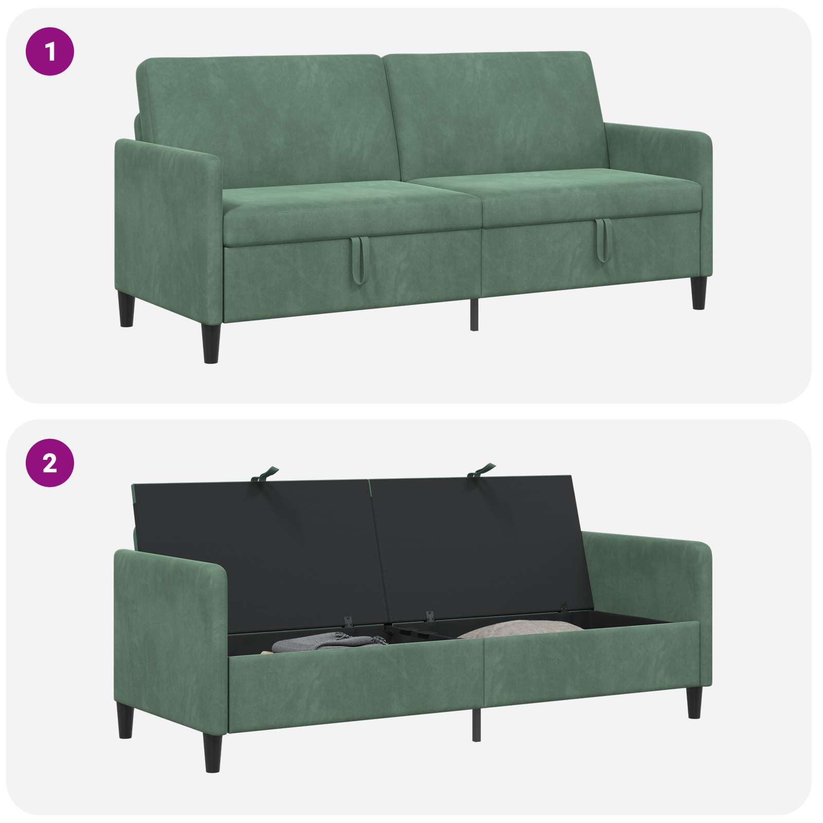 Sofa mit Stauraum Meergrün 192 x 78 x 87 cm Polyester