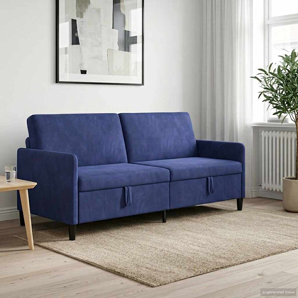 Sofa mit Stauraum Polizeiblau 192 x 78 x 87 cm Polyester