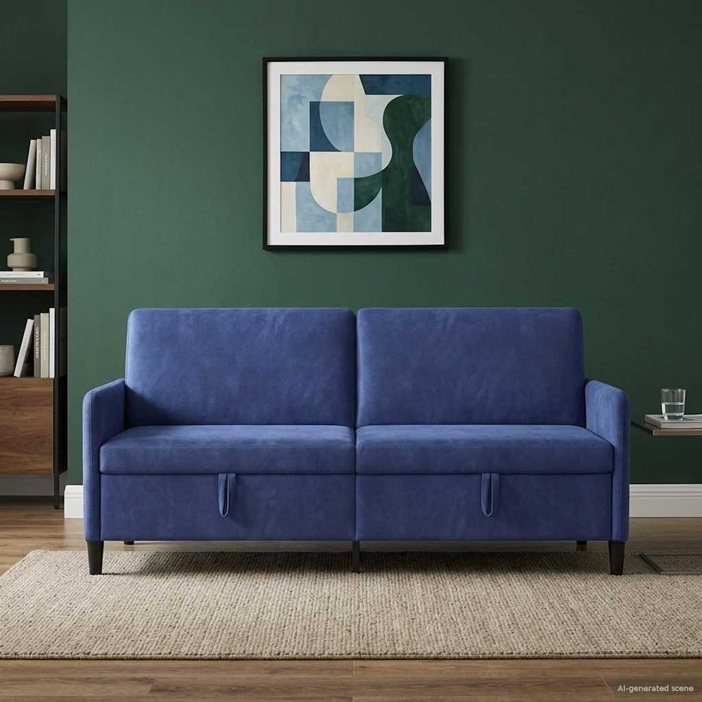 Sofa mit Stauraum Polizeiblau 192 x 78 x 87 cm Polyester