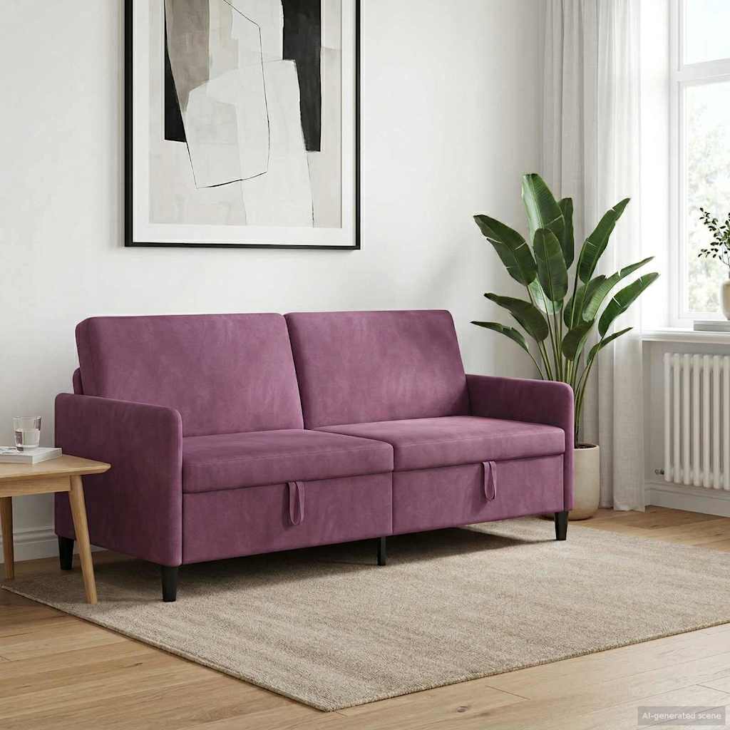 Sofa mit Stauraum Lila 192 x 78 x 87 cm Polyester