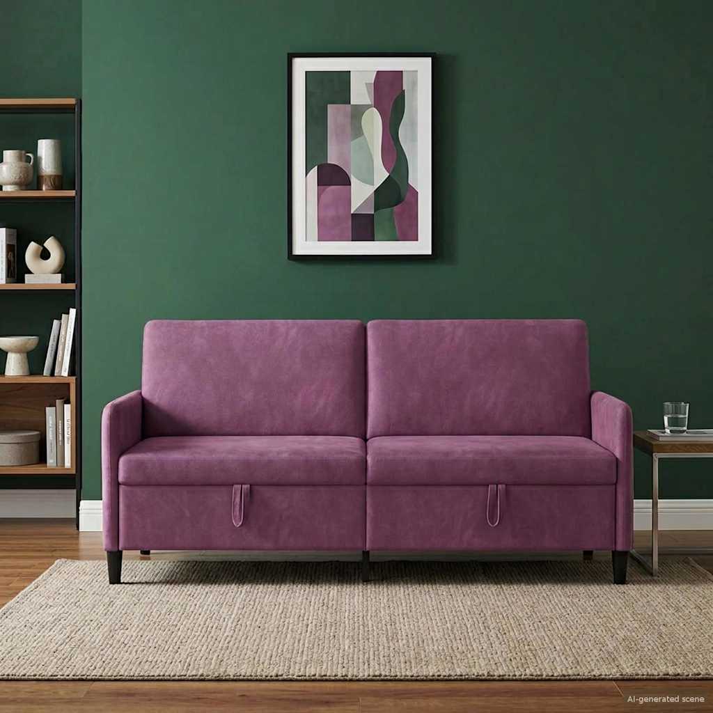 Sofa mit Stauraum Lila 192 x 78 x 87 cm Polyester