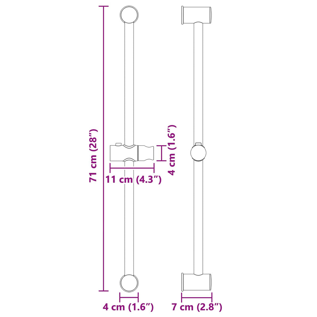 Duschkopfhalter Schwarz 71 cm Edelstahl