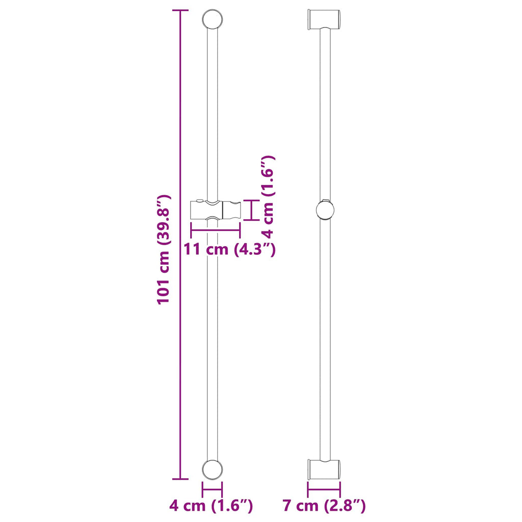 Duschkopfhalter Schwarz 101 cm Edelstahl