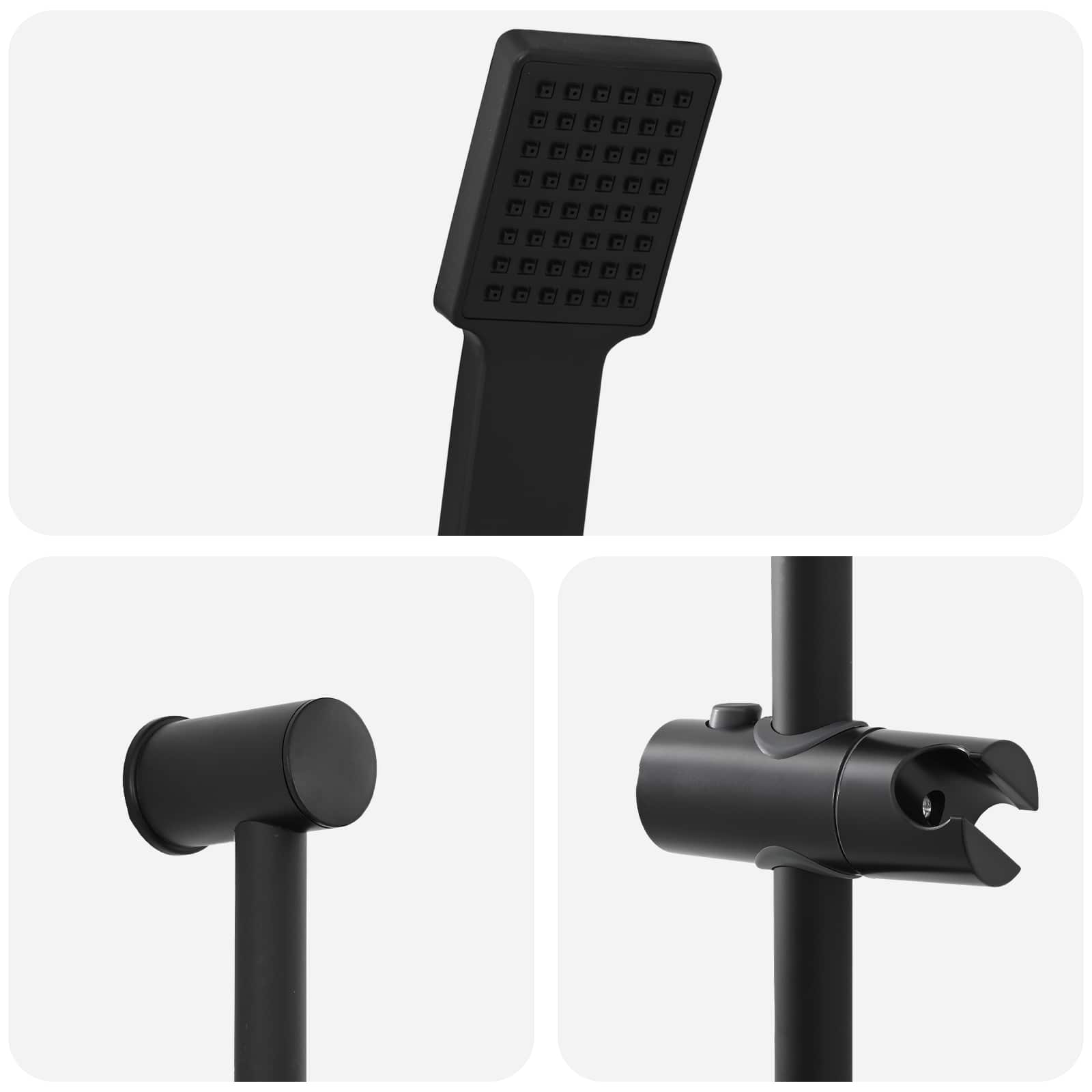 Duschsystem-Set Schwarz 70 cm Edelstahl
