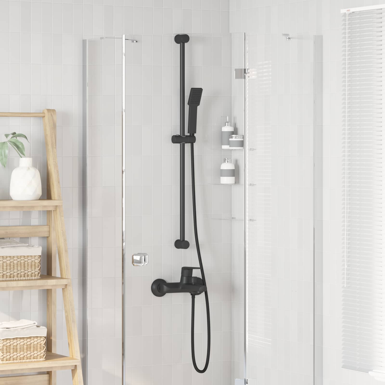 Duschsystem-Set Schwarz 100 cm Edelstahl
