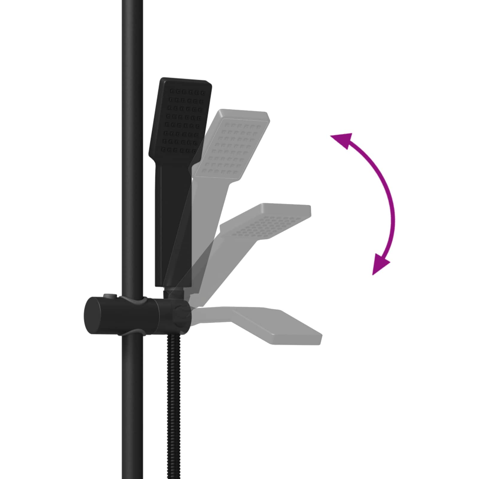 Duschsystem-Set Schwarz 100 cm Edelstahl