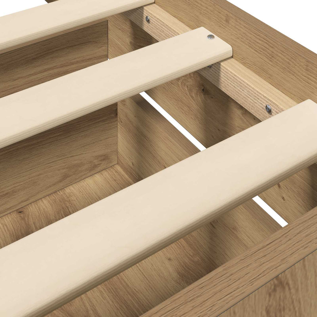 Bettrahmen mit Schubladen Kunsthandwerk Eiche Holzwerkstoff