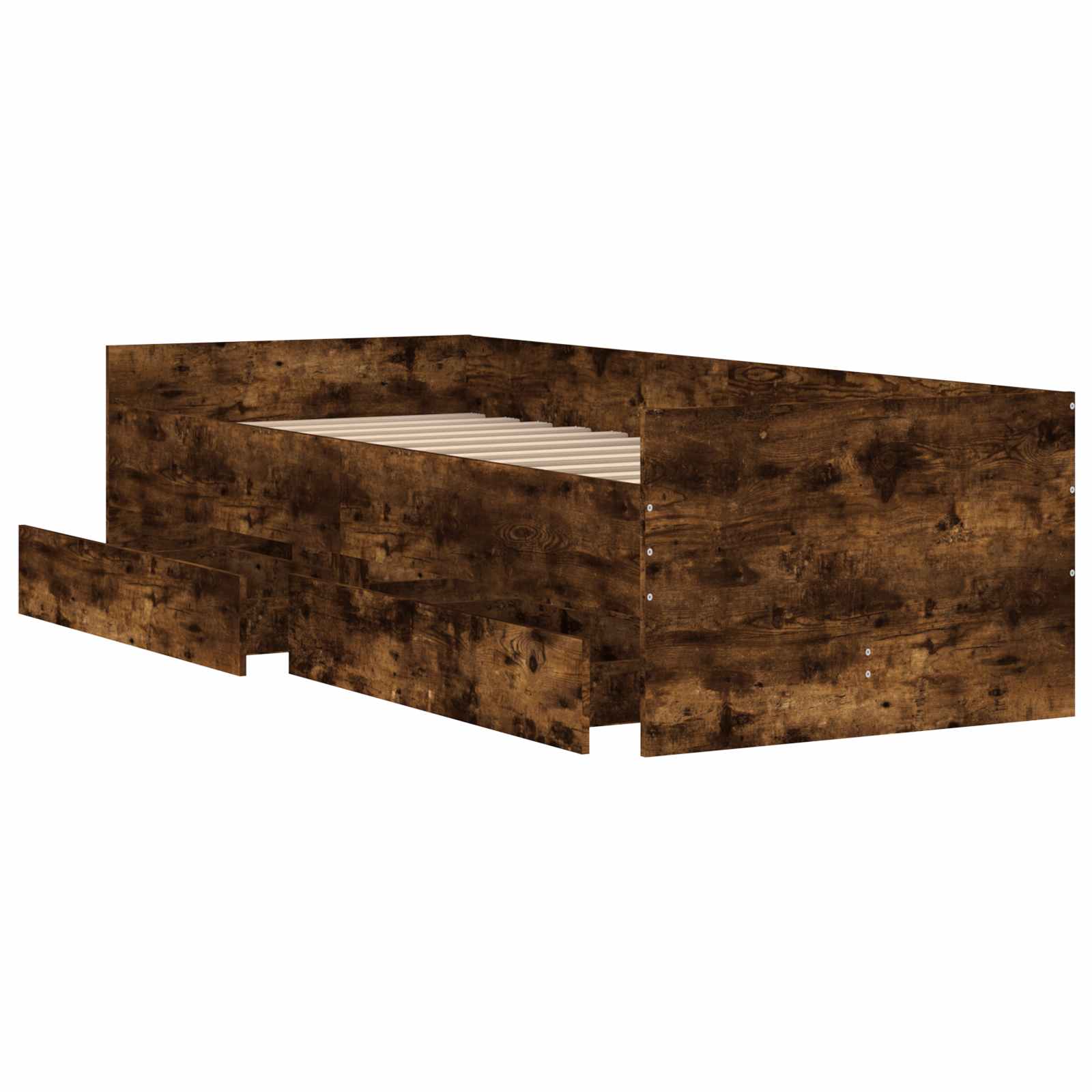 Bettrahmen mit Speicher Geräucherte Eiche Massives Kiefernholz
