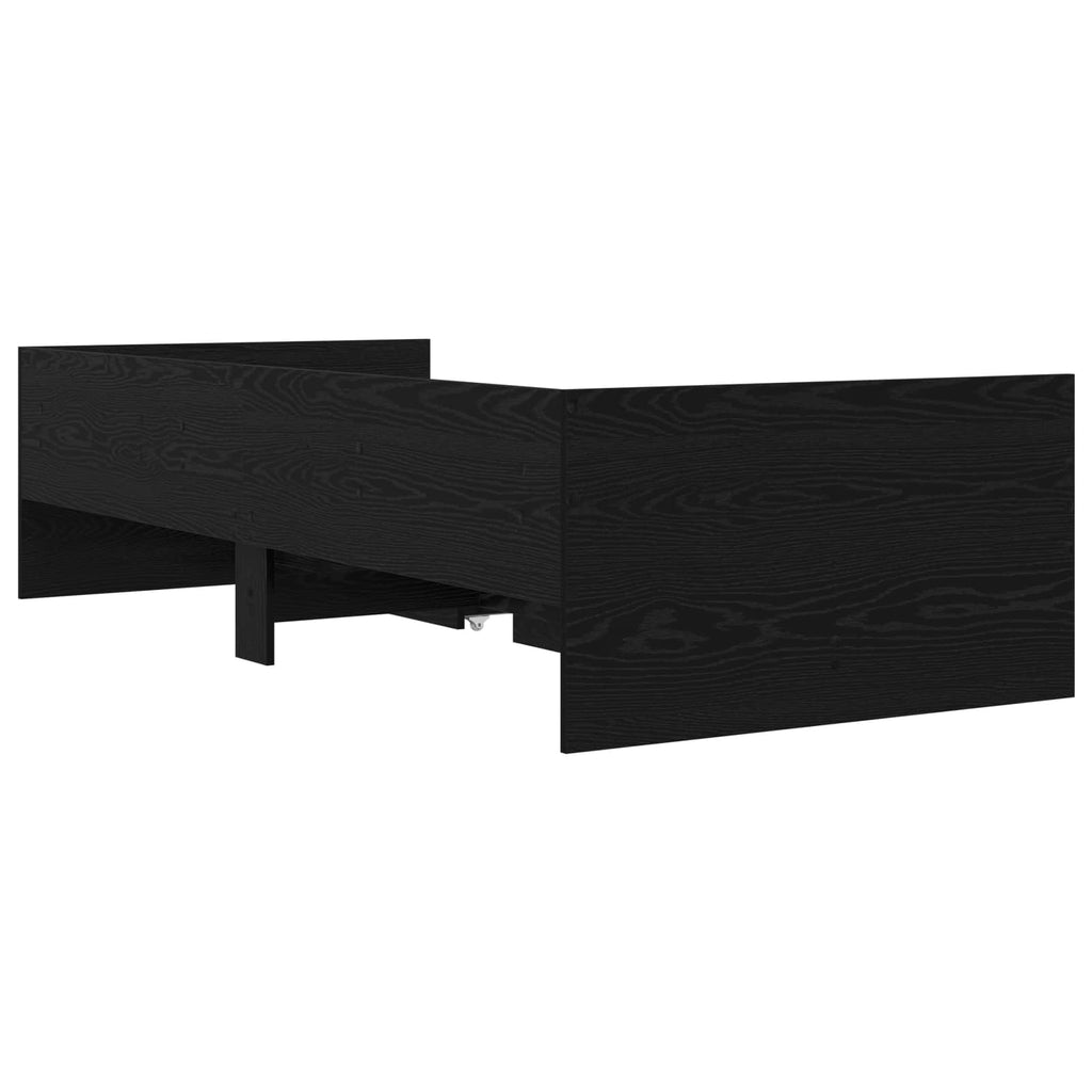 Bettrahmen mit Schubladen Schwarze Eiche Massives Kiefernholz