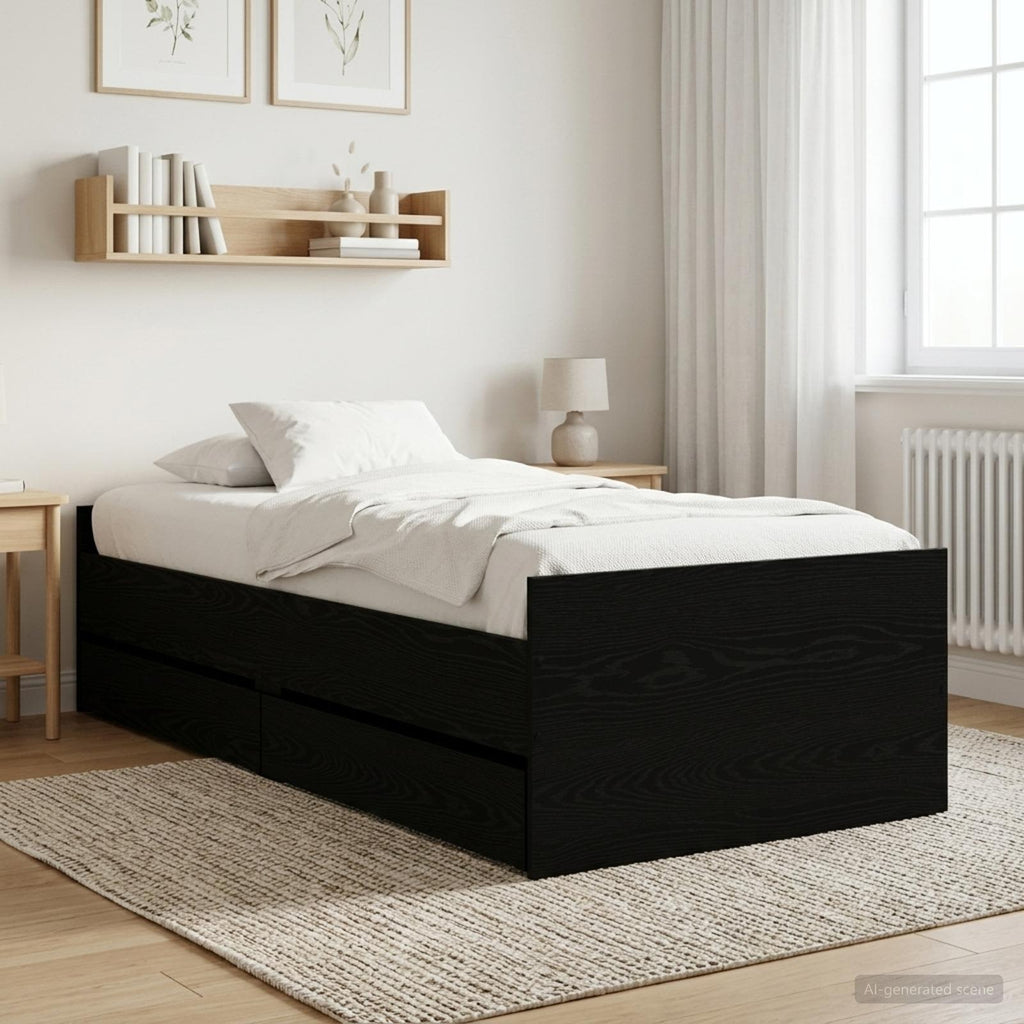 Bettrahmen Schwarze Eiche Holzwerkstoff