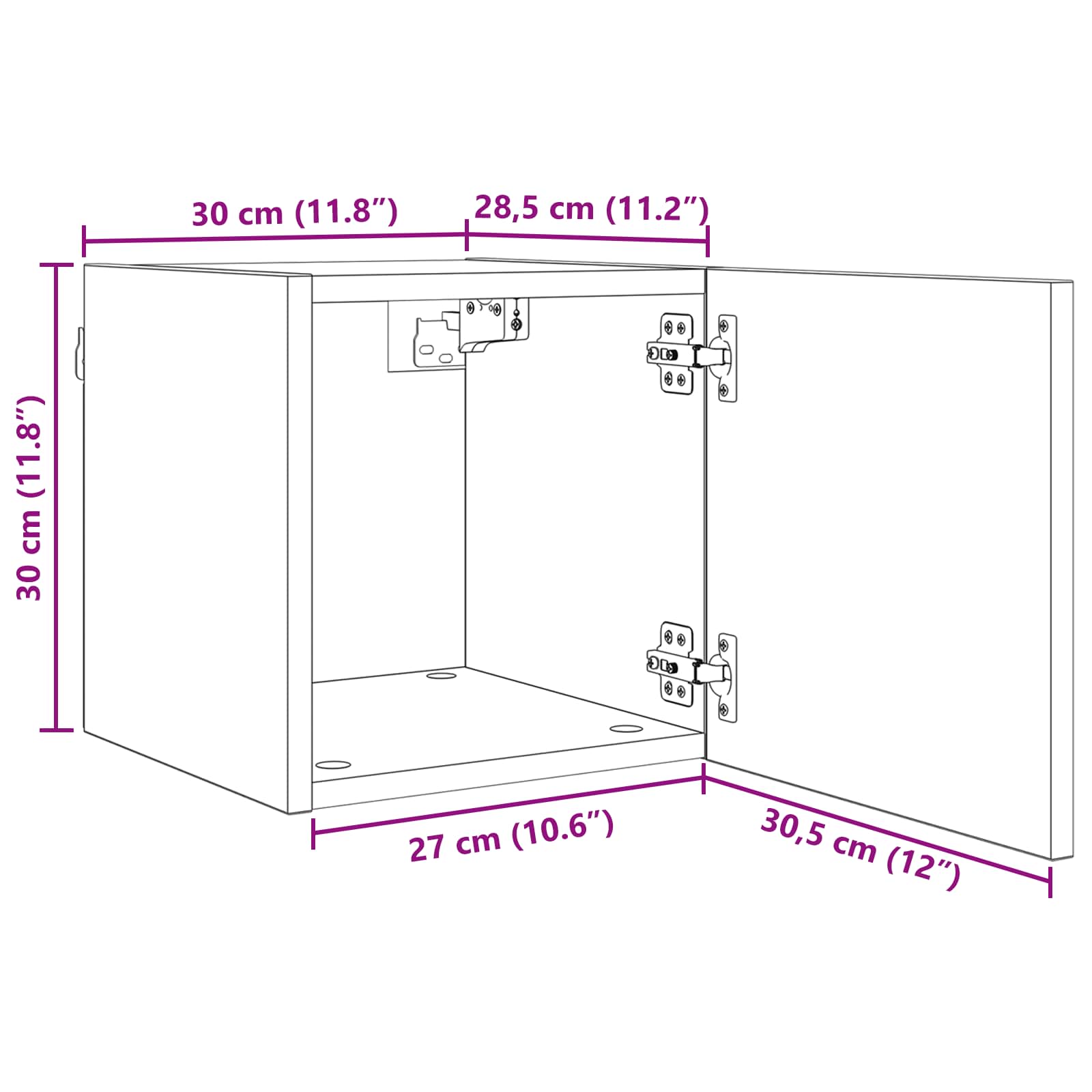 Wandmontiertes TV-Regal 4 pcs Schwarze Eiche 30,5 x 30 x 30 cm