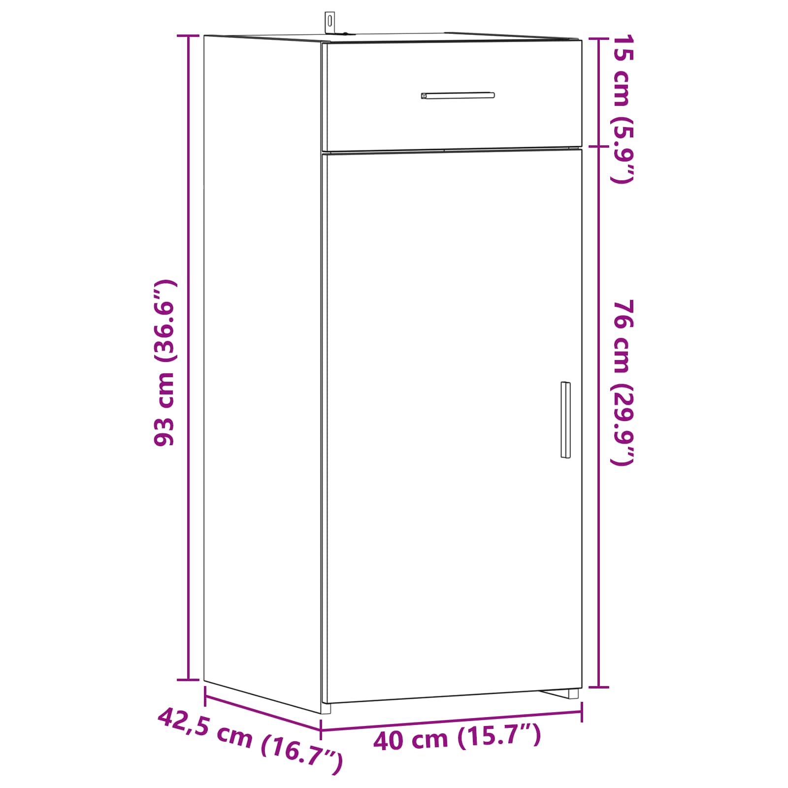 Aufbewahrungsschrank Altholz 40 x 42,5 x 93 cm Holzwerkstoff
