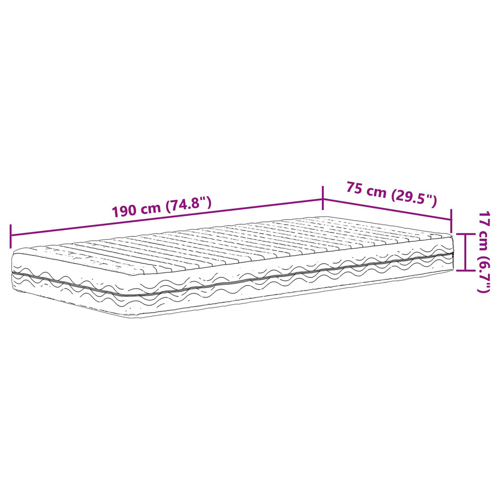 Schaumstoffmatratze H2 & H3 75 x 190 cm Weiß